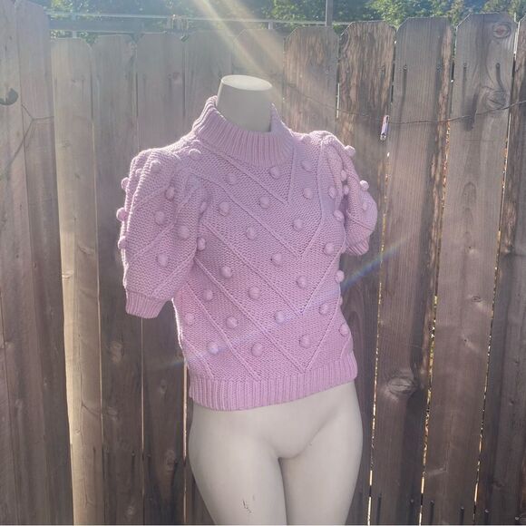 English Factory POM POM PUFF SLEEVE SWEATER size XS color lilac - Picture 9 of 14